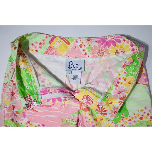 VTG Y2K Lilly Pulitzer White Label Palm Beach Liza Capri Straight Pants 0 - Picture 6 of 13